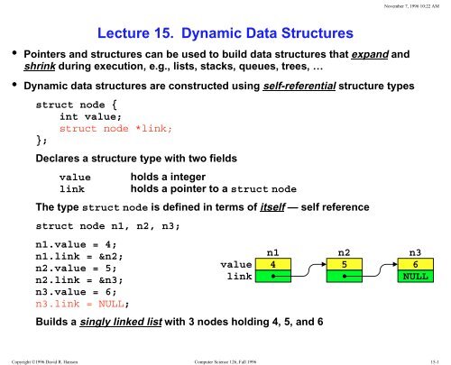 Lecture 15. Dynamic Data Structures