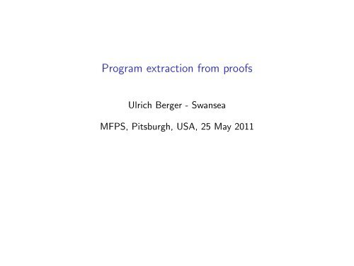 Program extraction from proofs