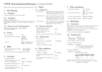 UNIX–Kurzzusammenfassungder wichtigsten Befehle