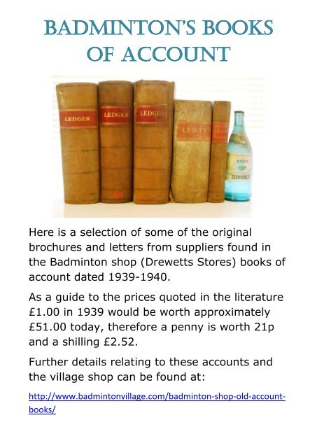 1939-1940 Sales leaflets and Price Lists from Badminton Shop