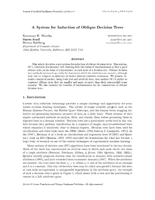 S. K. Murthy, S. Kasif, and S. Salzberg (1994). A system for induction ...