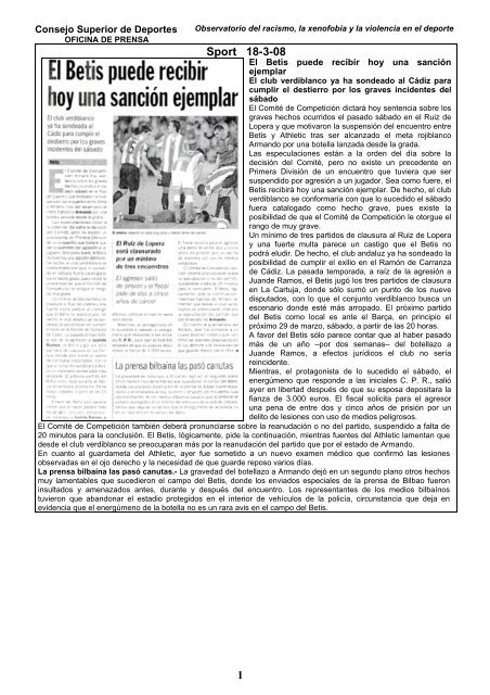 1 Sport 18-3-08 - Consejo Superior de Deportes