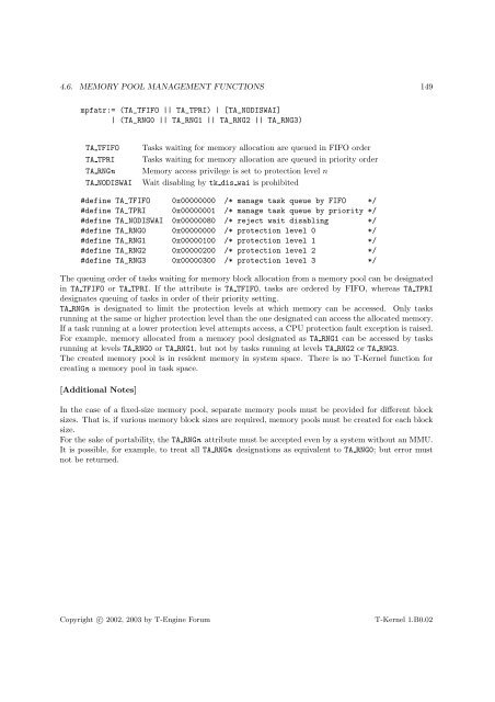 T-Kernel Specification (1.B0.02)