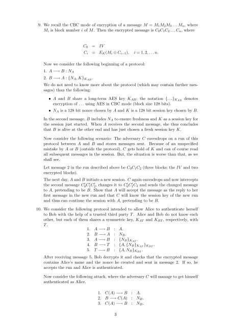 Problems for week 5-6, Cryptography