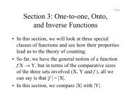 Section 3: One-to-one, Onto, and Inverse Functions