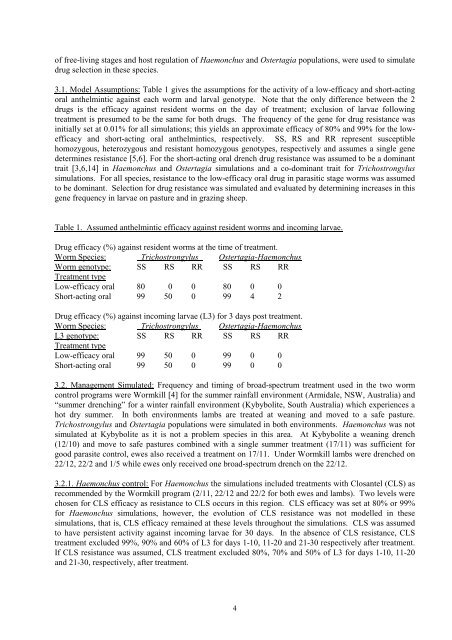 Computer models of parasite populations and anthelmintic ... - CSIRO