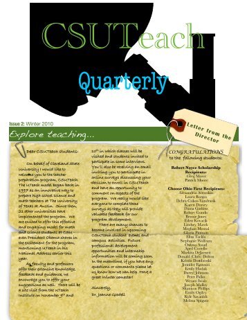 Newsletter Winter 2010 - Cleveland State University
