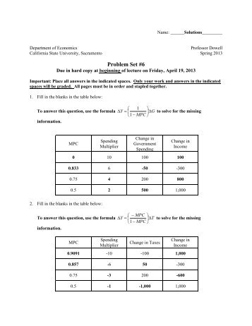 Problem Set 6 Solution - California State University, Sacramento