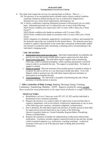 Nursing Home Level of Care (LOC) Criteria - CT.gov