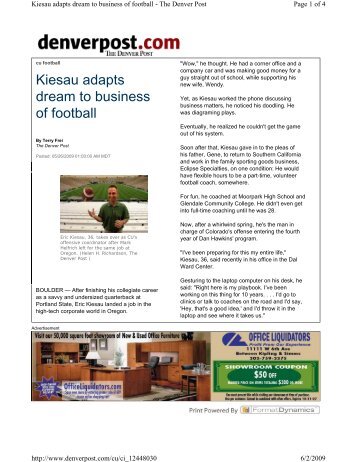 Kiesau adapts dream to business of football - CUBuffs.com