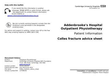 Colles fracture advice sheet - Cambridge University Hospitals