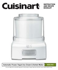 INSTRUCTION AND RECIPE BOOKLET - Cuisinart