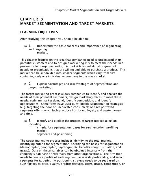 chapter 8 market segmentation and target markets - Cengage ...