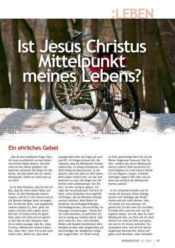 LEBEN Ist Jesus Christus Mittelpunkt meines Lebens? - Perspektive