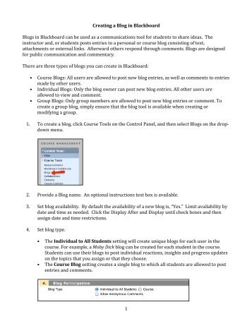 Creating and Grading Blogs in Blackboard