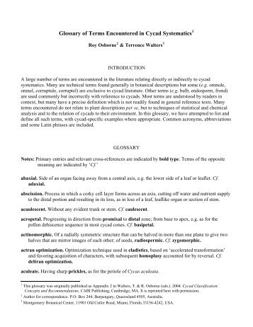 Glossary of terms used in cycad systematics - Cycad Specialist Group