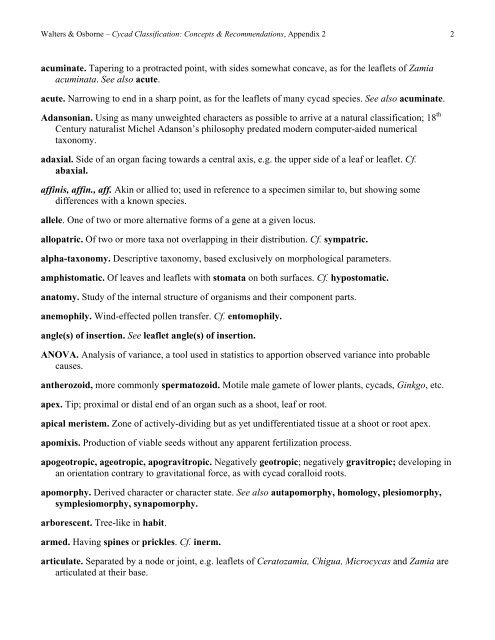 Glossary of terms used in cycad systematics - Cycad Specialist Group