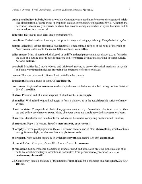 Glossary of terms used in cycad systematics - Cycad Specialist Group