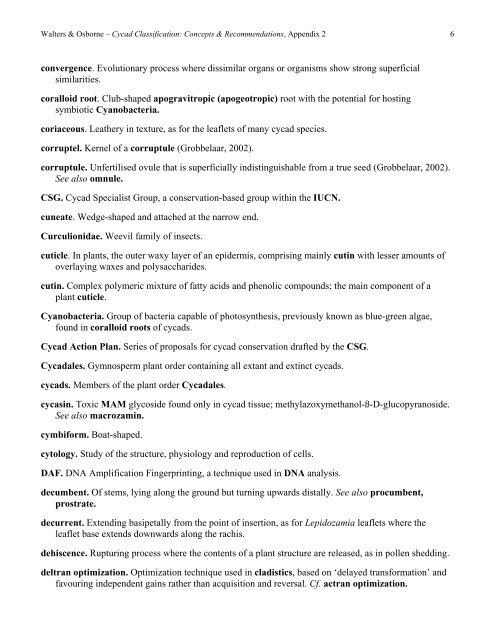 Glossary of terms used in cycad systematics - Cycad Specialist Group