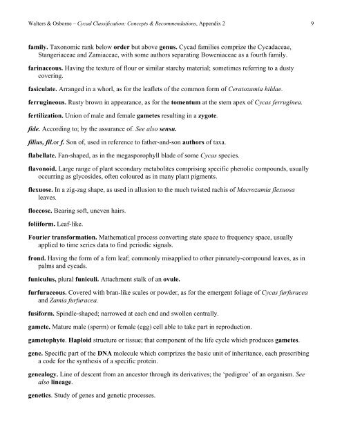 Glossary of terms used in cycad systematics - Cycad Specialist Group