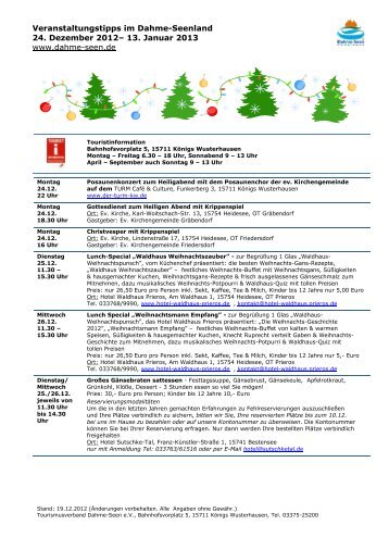 Veranstaltungstipps im Dahme-Seenland 24. Dezember 2012– 13 ...
