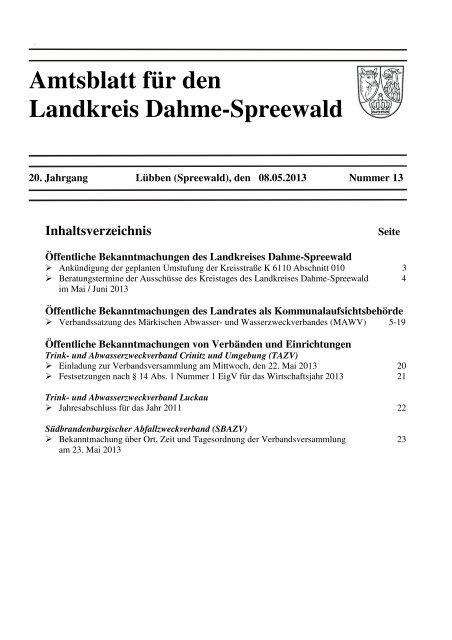 Amtsblatt für den Landkreis Dahme-Spreewald