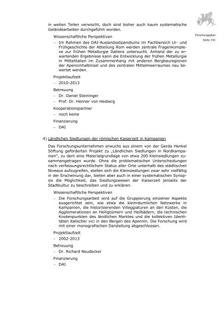 Forschungsplan, 2MB - Deutsches Archäologisches Institut