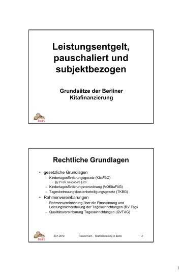 Leistungsentgelt, subjektbezogen und pauschaliert - Grundsätze der ...