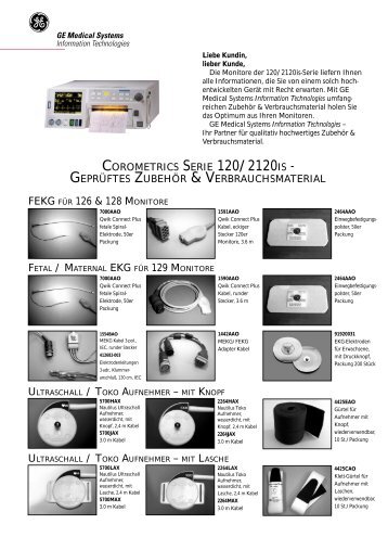 COROMETRICS SERIE 120/2120IS - geprüftes Zubehör