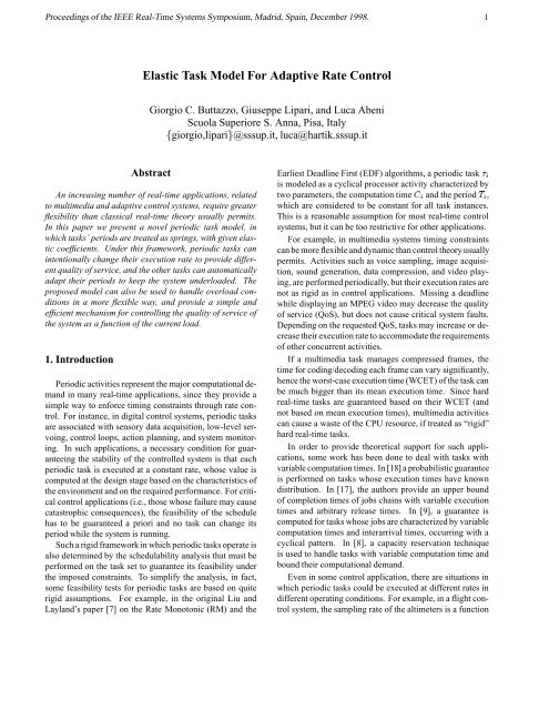 Elastic Task Model For Adaptive Rate Control