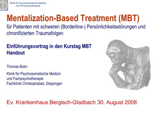 Mentalization-Based Treatment (MBT) - Deutsche ...