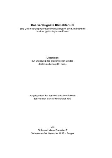 Das verleugnete Klimakterium - Digitale Bibliothek Thüringen