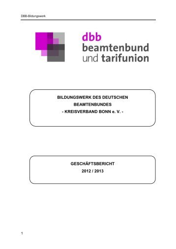 Geschäftsbericht Bildungswerk des DBB-Kreisverbandes Bonn ...