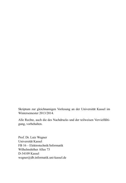 Skript - Praktische Informatik / Datenbanken - Universität Kassel