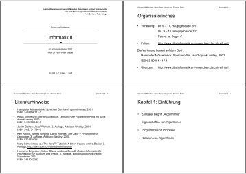 Informatik II Organisatorisches Literaturhinweise Kapitel 1 - Ludwig ...