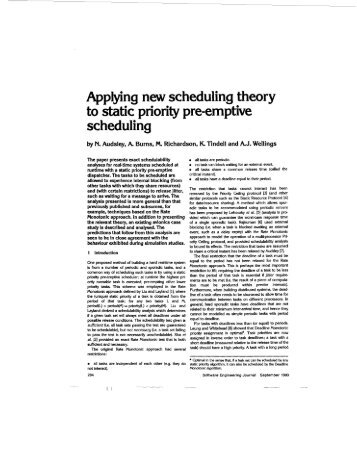 Applying new scheduling theory to static priority pre-emptive ... - DCA