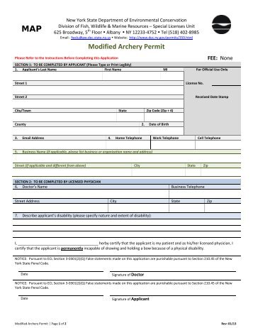 Modified Archery Permit Application - New York State Department of ...