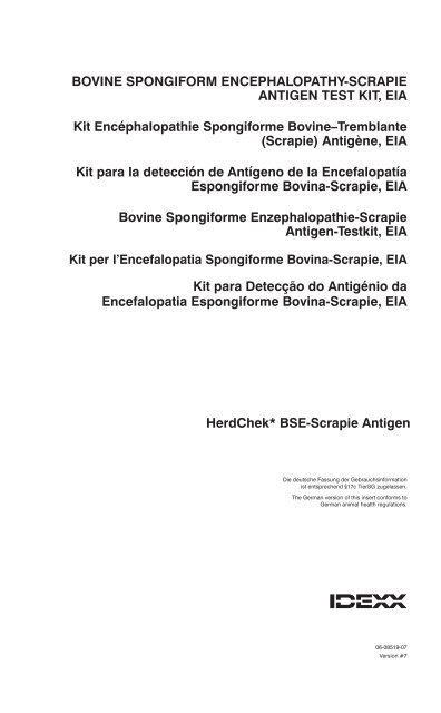 HerdChek* BSE-Scrapie Antigen BOVINE SPONGIFORM ... - Defra