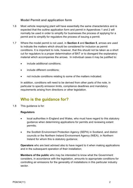 Process Guidance Note 6/34(11) - Defra