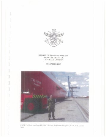 Board of Inquiry Report into the death of Captain Paul Lawton