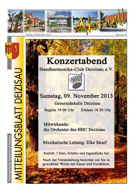 Gemeindemitteilungsblatt vom 08.11.2013 - Gemeinde Deizisau