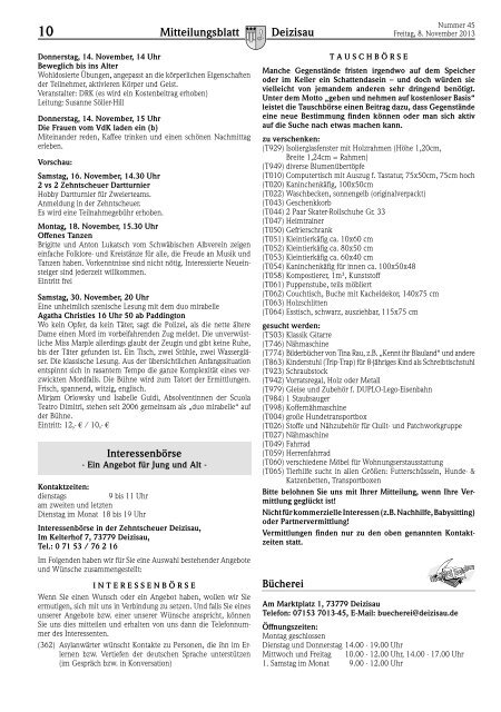 Gemeindemitteilungsblatt vom 08.11.2013 - Gemeinde Deizisau