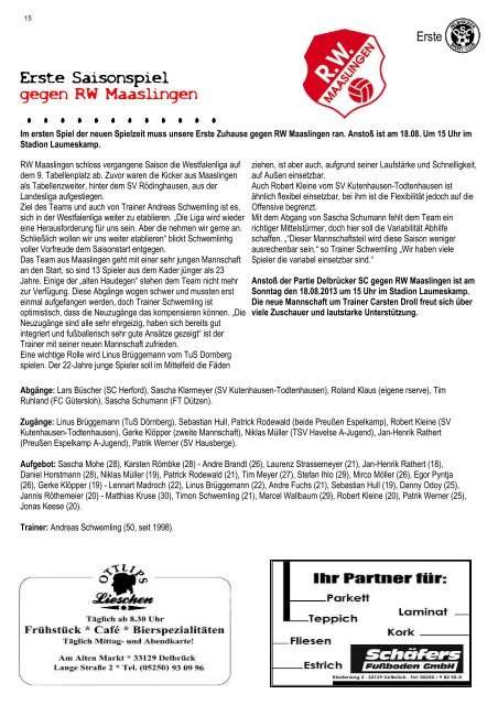 DSC Aktuell Nr.: 0163 / Ausgabe: 11.08.2013 - Delbrücker SC