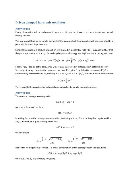 Driven damped harmonic oscillator