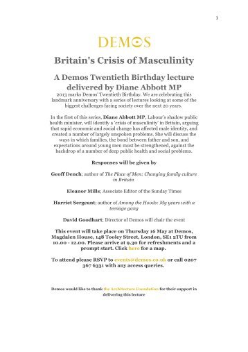 Britain's Crisis of Masculinity - Demos