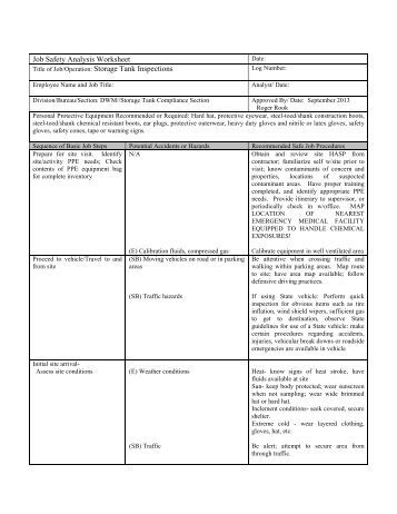 job hazard analysis worksheet