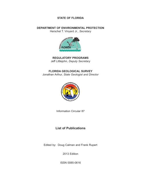 List of Publications (pdf) - Florida Department of Environmental ...