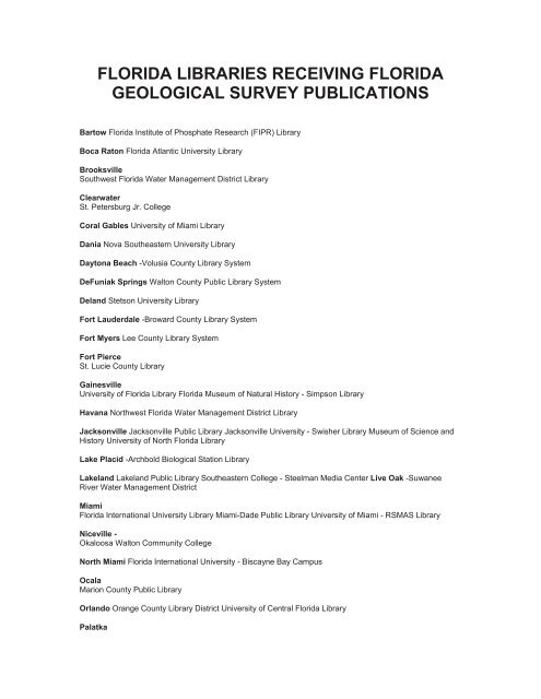 List of Publications (pdf) - Florida Department of Environmental ...