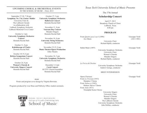 Texas Tech University School of Music Presents Scholarship Concert