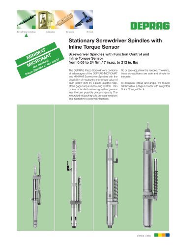 Stationary Screwdriver Spindles with Inline Torque Sensor - Deprag